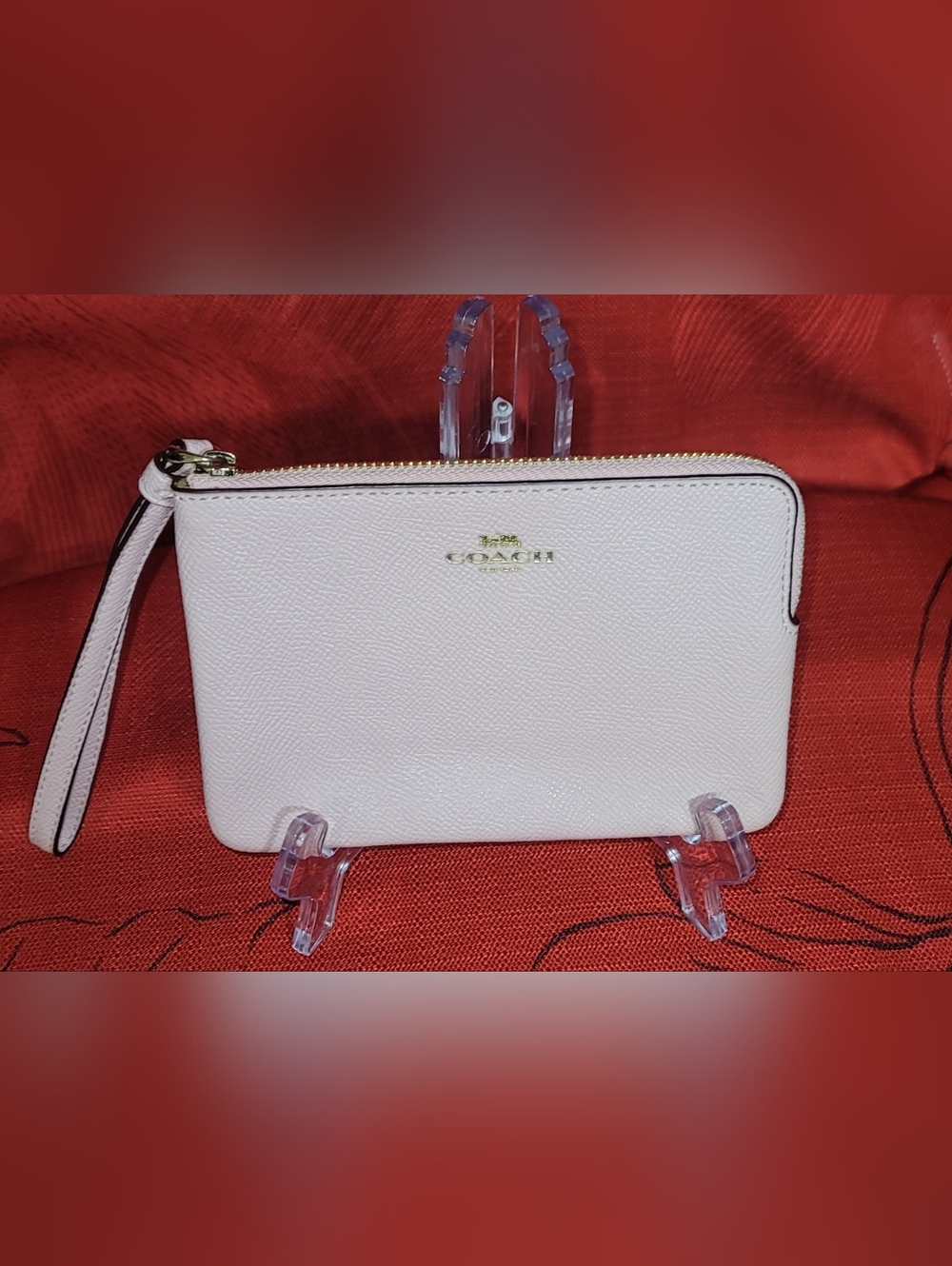 Coach Pebbled Leather Zip Wallet - Light Pink with Gold Hardware